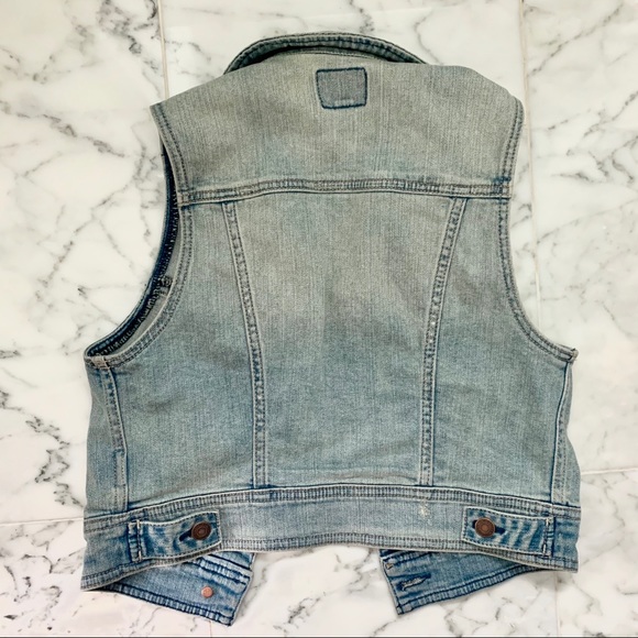 Cropped Denim Vest Jacket - Picture 2 of 5